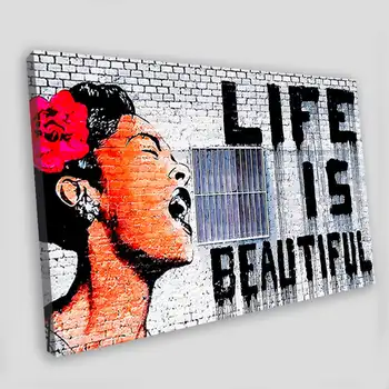 Doma Dekor Platno Grafiti Lady Wall Art Barve Življenje Je Lepih Slik Jezen Tiskanje Modularni Umetnine Plakat Za Dnevno Sobo