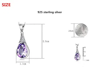 925 sterling srebro vroče prodati, vijolični kristal ženske'pendant ogrlice nakit ne zbledi ženske kratke verige darilo za rojstni dan