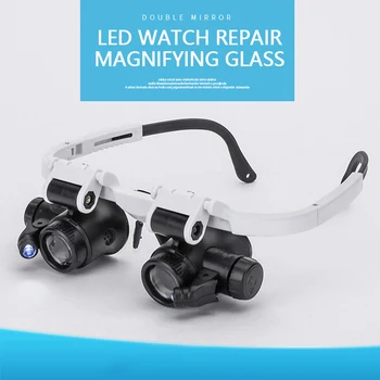 Vgrajenih v glavo Očala Lupa Z LED Luči Povečevalno Steklo led lupa Za Watchmaker Nakit Optičnih vlaken
