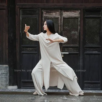 Tradicionalna Kitajska Hanfu Tang Bo Ustrezala Kung Fu Dolge Plašče Ženske Perilo Retro Obleko Zen Čaj Umetnosti Obleke Uspešnosti Cosplay Kostumi
