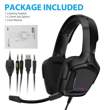 K20 Slušalke Čelade PC Gamer Stereo Gaming Slušalke Z Mikrofonom/Led Luč Za PS4 XBox En/Prenosni računalnik, Tablični računalnik