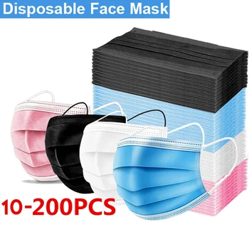 10/50/100/200Pcs za Enkratno uporabo Maske za Medicinsko masko 3-plast Anti-Prah za Enkratno uporabo Mascarillas Non, Tkane 4 barve Usta Maske