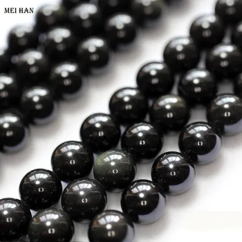 Meihan Brezplačna dostava za 6 mm 8 mm 10 mm 12 mm 14 mm naravnih obsidian krog kroglice za zapestnico, nakit, izdelava načrta ali darilo