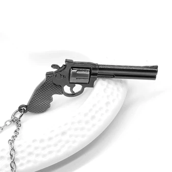 Streljanje Pištolo Ogrlica Moški Simulacije Cink Brzostrelka Pištola Revolver Model Obesek Dolge Verige Zlitine Nakit Darilo Vroče