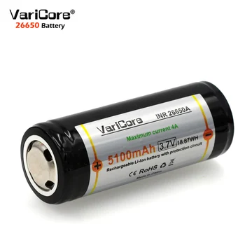 1PCS VariCore Varstvo 26650 5100mAh 3,7 V Li-lon Polnilna Baterija s PCB 4A 3,6 V Moči baterije za Svetilko