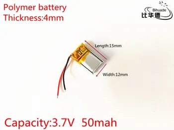 1pcs 3,7 V 50mAh 401215 Litij-Polymer Li-Po baterija li ionska Baterija za Polnjenje celic Za Mp3, MP4 MP5 GPS, PSP, mobilni bluetooth