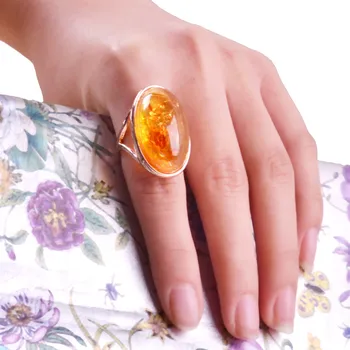 PromotioFree dostava Edinstveno Krasen Zlato Velik Kamen Obroč Modelov Za Ženske Prozorno Oranžni barvi s Smolo Nakit za Spominkov