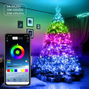 USB LED Niz Lahka Bluetooth App Nadzor Bakrene Žice Niz Lučka Nepremočljiva Prostem Pravljice Lučke za Božično Drevo Decoration