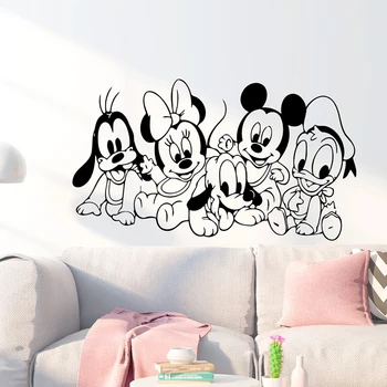 Disney Mickey Miške Minnie S Prijateljem Stenske Nalepke Za Notranjo Opremo Vrtca Otroci Soba Dekoracijo Vinil Zidana Stene Decals