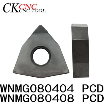 2pcs WNMG080408 PCD WNMG080404 PCD CNC vstavite dimond rezilo za rezanje karbida obračanja orodje Diamantni vložki Karbida Rezkanje Vstavite