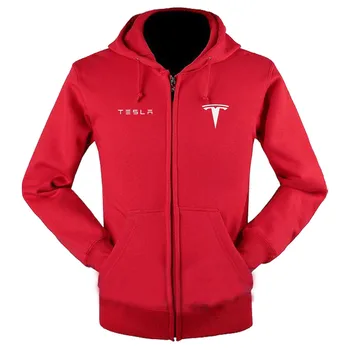 Tesla logotip zadrgo sweatshirts plašč po meri 4S trgovina zadrgo hoodie jakna