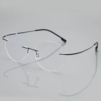 Anti-blue Ray Rimless Obravnavi Očala Moški Ženske Krog Titanove Zlitine Okvir Recept Presbyopia Očala +1.50+2.00+2.50