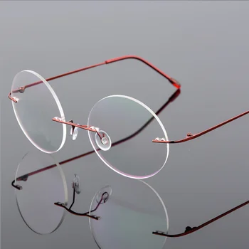 Anti-blue Ray Rimless Obravnavi Očala Moški Ženske Krog Titanove Zlitine Okvir Recept Presbyopia Očala +1.50+2.00+2.50