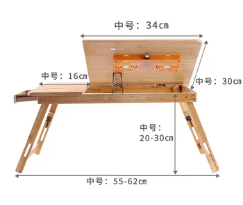 Nastavljiv Laptop Mizo z USB Hladilni Ventilator Bambusa Zložljive Zvezek stoji Imetnik Kavč Urad lesene Laptop Tabela HW13