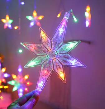 2,5 M LED North Star Zavesa Svetlobe, 220V EU Božič Garland Niz Vila Luči na Prostem Za Okna svate Novo Leto Dekor