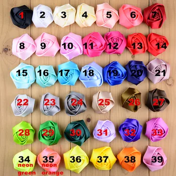 600pcs/veliko 2-Palčni Ploski Saten Rozetaje Pribor za Oblačila, 3D Classic Rose Bud Headdress Cvet Corsage 39 Barve TH07