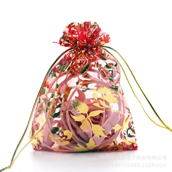 100 kozarcev organza gaze vrečke darilni embalaži nakit paket Pozlačenega bunchhole organza pearl vrečko multi-velikost rose vrečke pisane izbrati