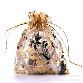 100 kozarcev organza gaze vrečke darilni embalaži nakit paket Pozlačenega bunchhole organza pearl vrečko multi-velikost rose vrečke pisane izbrati