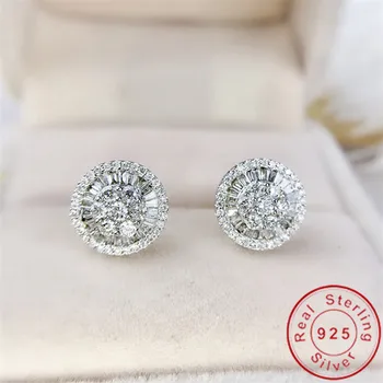 Čar 14K Zlato Lab Stud Diamant Uhan Pravi 925 sterling srebrni Nakit Posla Poročni Uhani za Ženske Poročne Stranka Darilo