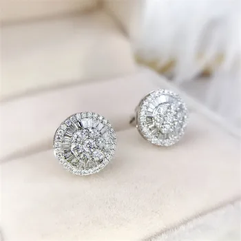 Čar 14K Zlato Lab Stud Diamant Uhan Pravi 925 sterling srebrni Nakit Posla Poročni Uhani za Ženske Poročne Stranka Darilo