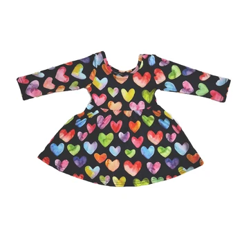 Visoka Kakovost Otroci Pisane Srce Vzorec Frocks Baby Dekleta Sladko Dolg Rokav Obleka Otrok Valentinovo Oblačila