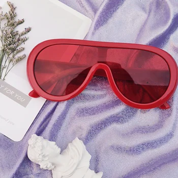 Moda Rdeča sončna Očala Ženske Modne blagovne Znamke Oblikovalec Candy Barve Enem kosu Objektiv Očala Letnik Odtenki UV400 gafas de sol mujer