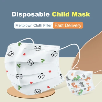 50Pcs Razpoložljivi Otrok Kirurško Masko 3 Plast Meltblown Obraz Zaščitni Filter za Varnost Otrok Masko Risanka Otrok Medicinske Maske