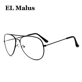 [EL Malus]Pilot Letalske Očala Okvir Ženske Moški, Jasno, Pregledno Leče Očala Kovinsko Črno Zlato, Srebro Odtenki blagovne Znamke Oblikovalec