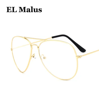 [EL Malus]Pilot Letalske Očala Okvir Ženske Moški, Jasno, Pregledno Leče Očala Kovinsko Črno Zlato, Srebro Odtenki blagovne Znamke Oblikovalec