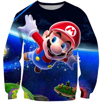 Risanke Mario Sonic Jeseni otroška Majica 3D Tiskanja Kratek Fant Dekleta Majica Poliester Puloverju otroških Oblačil 4-14T