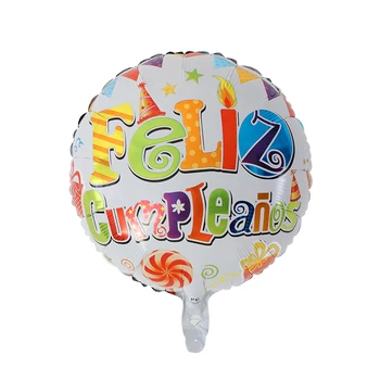 50pcs/veliko 18-inch Feliz Cumpleanos španski Rojstni dan Baloni Krog Mylar Helij Ballon Happy Birthday Party Zraka Globos Baloes