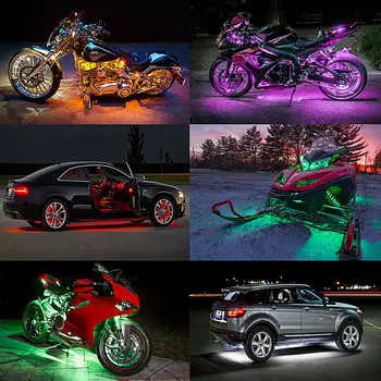 4PCS Motocikel RGB 6/12/18LED Neon Pod Sijaj Luči Trak Kit za Univerzalni Motor Kakovostne Plastike, RGB LED Trakovi Luči