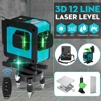 3D 4/8/12 Linije Nastavljiv Zelena Svetloba, Laser Ravni 360° 7MM Križ Linijo Visoko Natančnost, Avtomatski Merilni Instrument