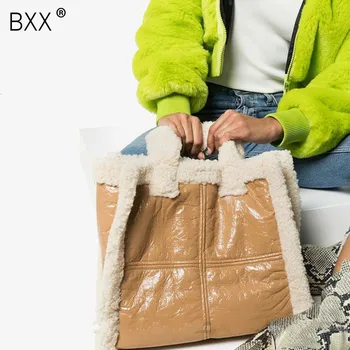 [BXX] Specializiranimi za umetno Krzno Crossbody Torbe Za Ženske 2021 Nova Barva Pozimi Ramenski Messenger Bag Totes Lady Toplo Torbice Torbice a263