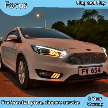 Avtomobilski Žarometi-2018 Za Ford Focus Smerniki LED DRL Nov poudarek žaromet DRL Dinamičen zavoj signal Bi Xenon Objektiv Visoke Nizko Žarka