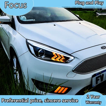 Avtomobilski Žarometi-2018 Za Ford Focus Smerniki LED DRL Nov poudarek žaromet DRL Dinamičen zavoj signal Bi Xenon Objektiv Visoke Nizko Žarka