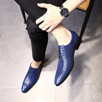 Luksuzni Krokodil Zrn Slip-On Oxfords Priložnostne Moda Konicami Prstov Mens Obleka, Čevlji za Moške Plus Velikost 38-47 Dropshipping