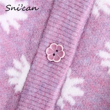 Snican dolg rokav roza sonce cvet jopico femme letnik jeseni, pozimi pleteni pulover za leto 2020 abrigos mujer invierno sweter