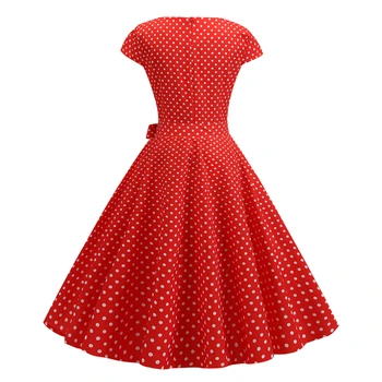 Bebovizi Nove Ženske Vestidos Verano 2019 Stranka Letnik Rdeče Obleke Plus Velikost Priložnostne Urad Seksi Dot Tiskanja Elegantno Povoj Obleko
