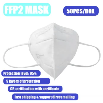NA ZALOGI!!50pcs FFP2 MASKO za Enkratno uporabo 5-plast Zaščitne Maske Dustproof Anti-haze netkane Tkanine, CE Certifikacijo Maske