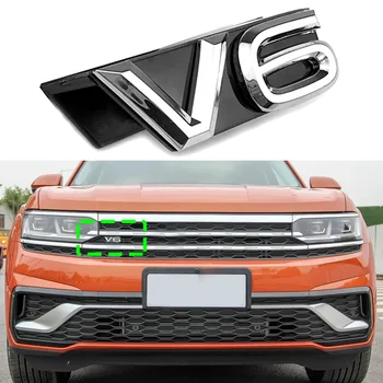 V6 Emblem Avto Žar Pisave Logotip Nalepko Za Volkswagen VW Touareg Atlas Spredaj Neto Omrežna 3D tovarniška ploščica Trim Dekor Avto Tuning