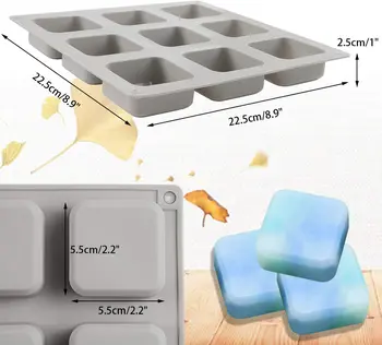 Silikonski Milo Plesni Smolo Plesni 9 Votline Kvadratnih DIY Ročno Peko Plesni Pan Torto za Led, zaradi Česar Pdding Muffin Štruca Pecivo