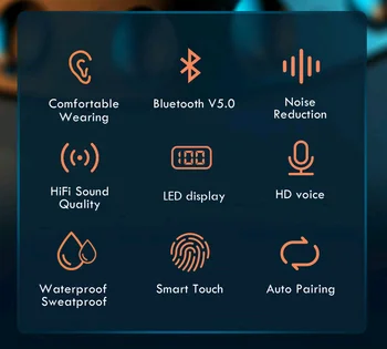 NOVO TWS Bluetooth 5.0 Slušalke Polnjenje Box Brezžične Slušalke 9D Stereo Šport Nepremočljiva Čepkov Slušalke Z Mikrofonom