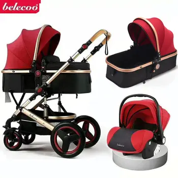 Baby Voziček 3 V 1 Vozičku z Avto Sedež, Potovalni Sistem Baby Voziček z Avtomobilski Sedež Newborn Baby Udobje Avtomobilski Sedež 0~36 months2021