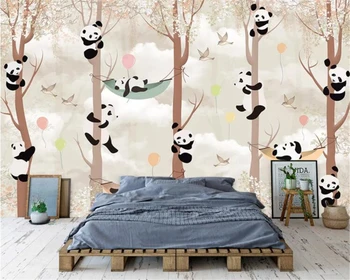 Beibehang ozadje po Meri fotografije risanka panda drevo otroški sobi vrtec ozadju stene dekorativni zidana 3d ozadje