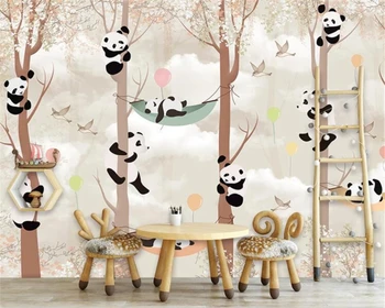 Beibehang ozadje po Meri fotografije risanka panda drevo otroški sobi vrtec ozadju stene dekorativni zidana 3d ozadje