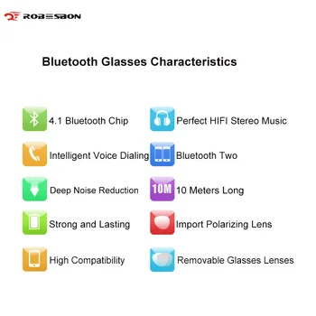 ROBESBON Bluetooth Polarizirana Očala 4.1 Stereo Inteligentni Očala Nastavite Športna Očala Slušalke Kolesarska Očala s 5 Objektiv