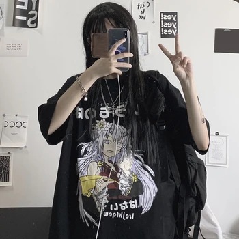 2020 novo Lolita poletje ins Harajuku slog risanka Japonski natisnjeni svoboden kratek sleeved majica s kratkimi rokavi top