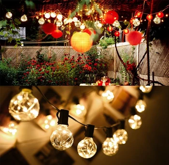 7.5 M G40 niz luči, Božični Luči na prostem LED teras luči Z Bakreno Žico Za Poroko Počitnice Stranka Prostem Dekoracijo