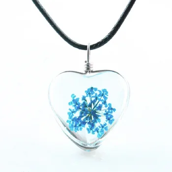 1PC kristalno steklo posušen cvet obesek detelja ogrlica fashion mala sveže nekaj okras, darilo za rojstni dan nakit za moške in ženske
